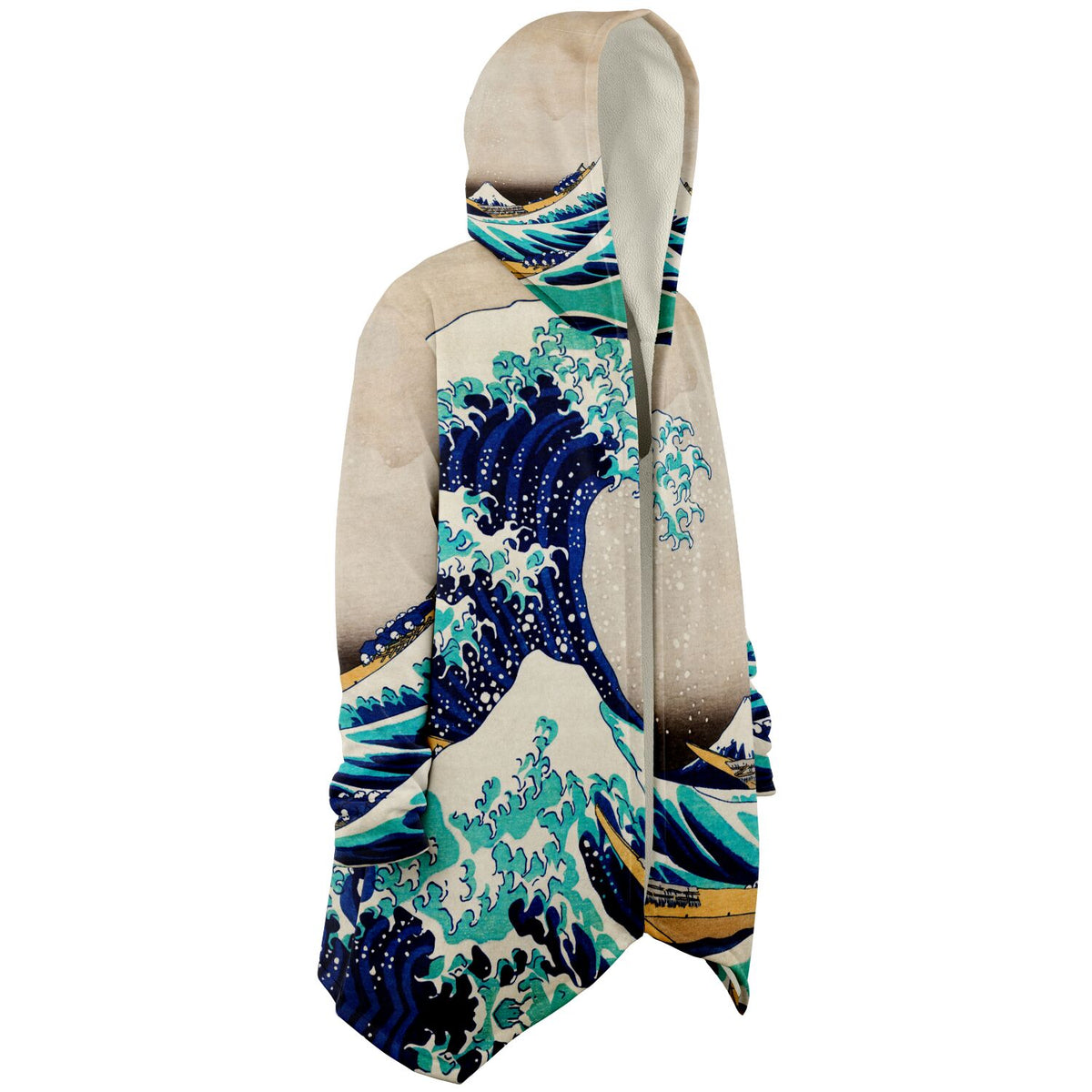 Microfleece Cloak featuring The Great Wave Off Of Kanagawa Ukiyo-e Art