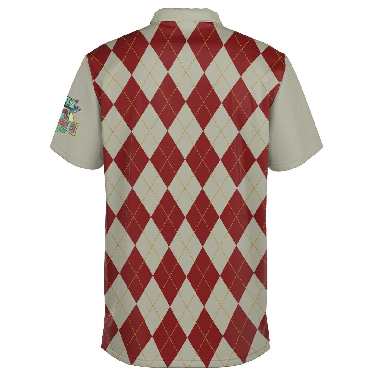 Performance Golf Polo with Sweat Wicking, Smoke and Burgundy Argyle