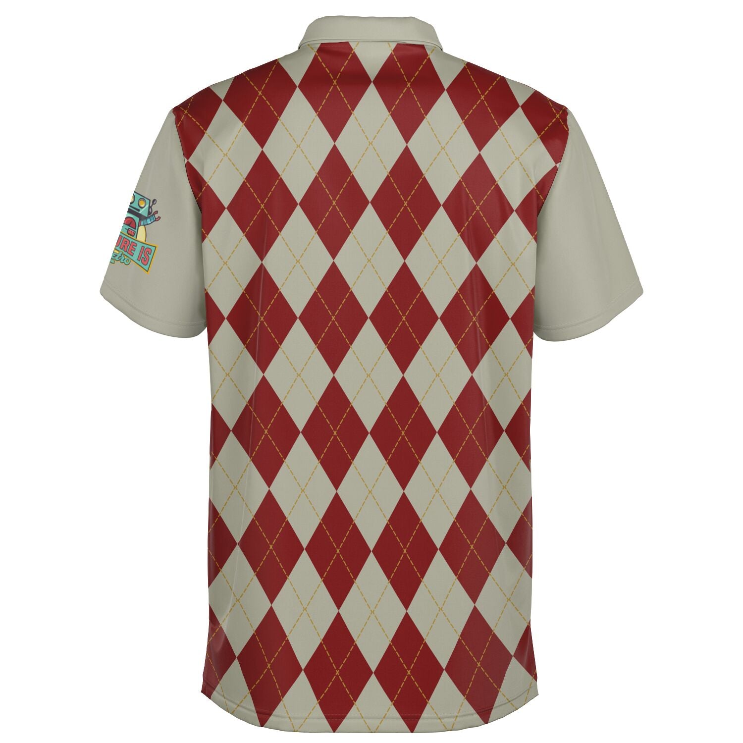 Performance Golf Polo with Sweat Wicking, Smoke and Burgundy Argyle