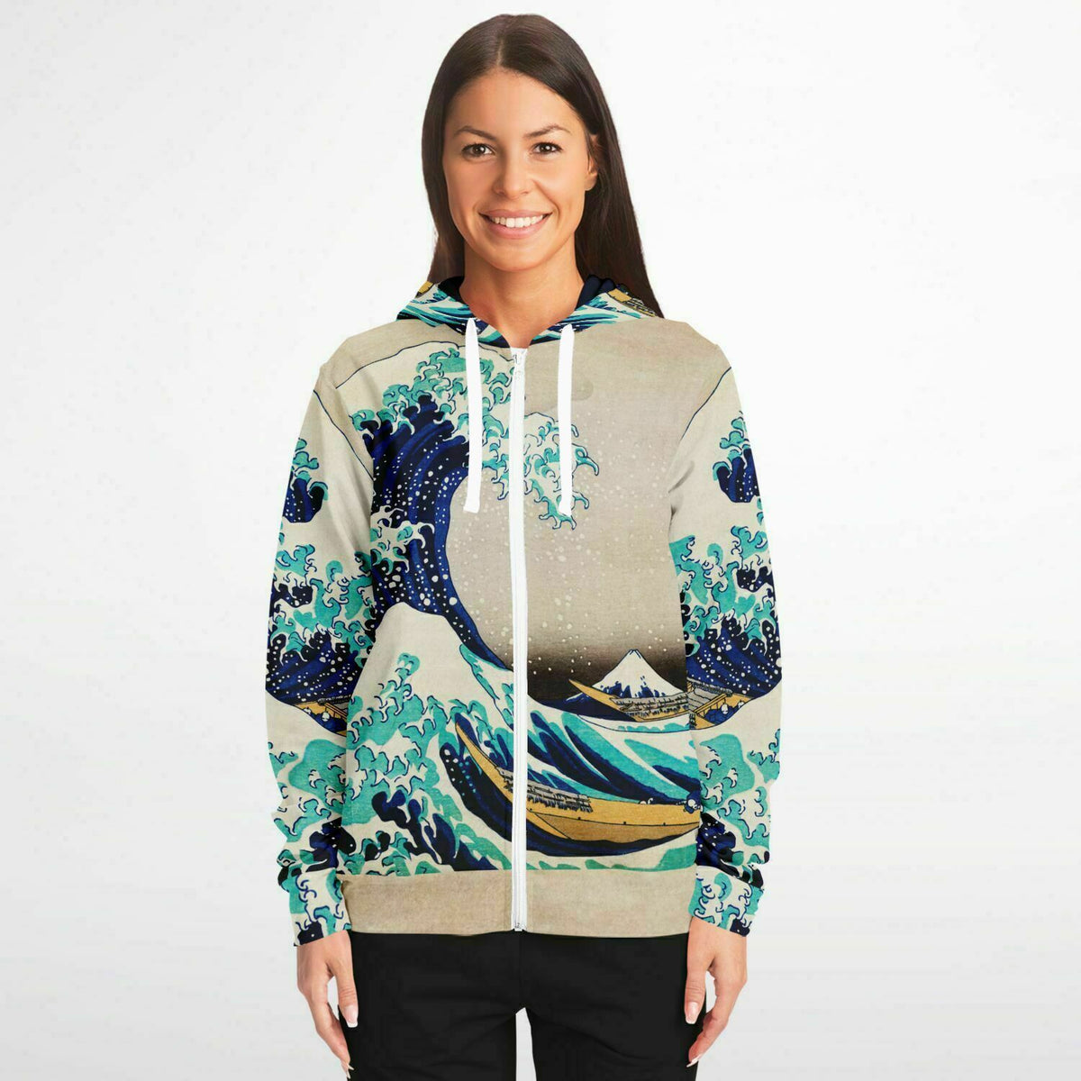 Zip Hoodie  &quot;The Great Wave Off of Kanagawa&quot; by Hokusai