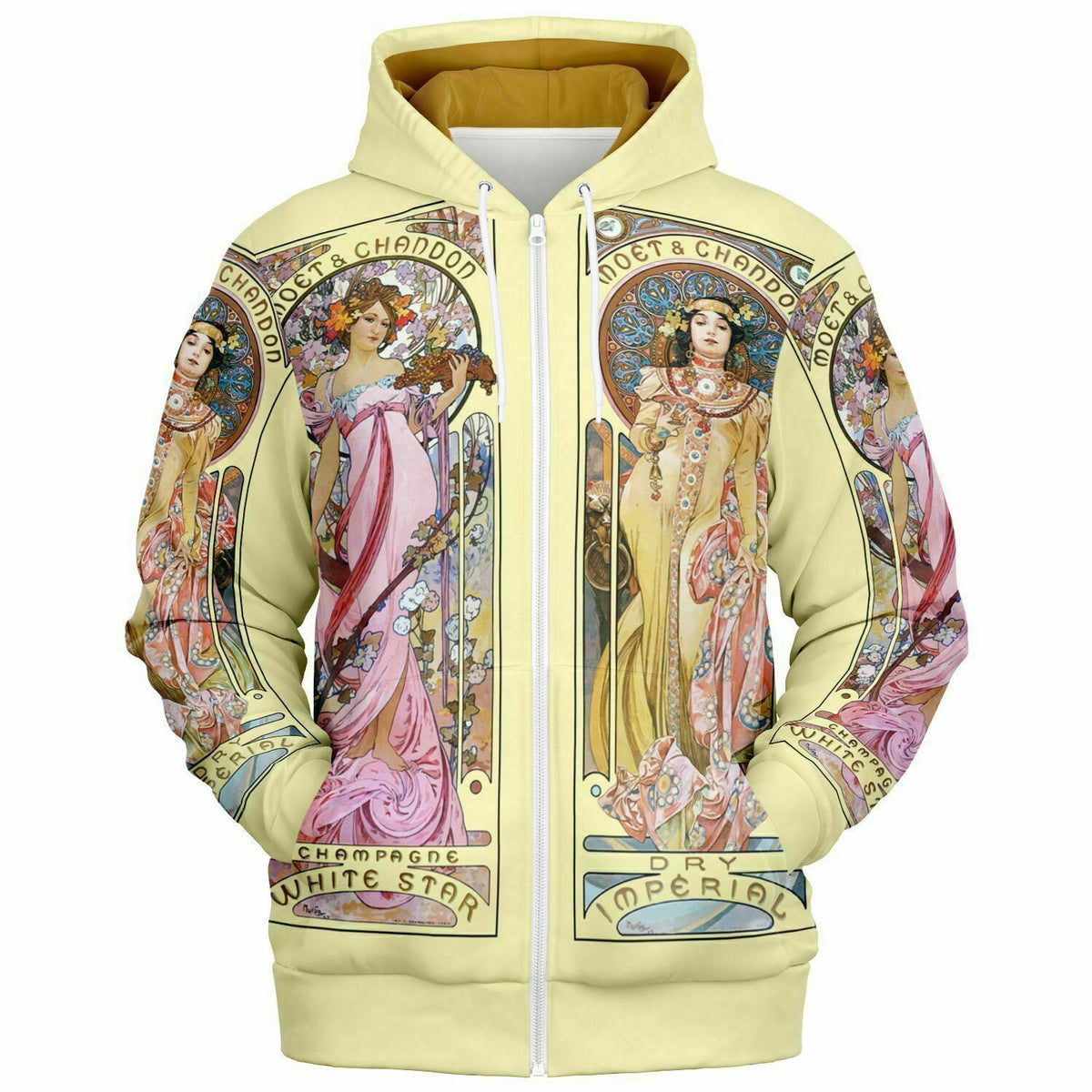 Zip-Up Hoodie Alphonse Mucha&#39;s Art Nouveau Moet &amp; Chandon Art