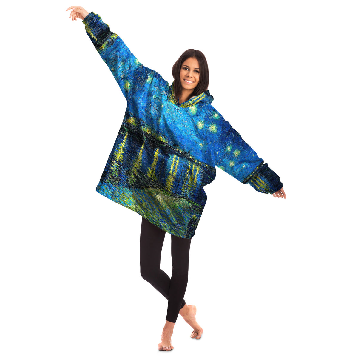 Starry Night Snug Microfleece Hoodie Wearable Blanket