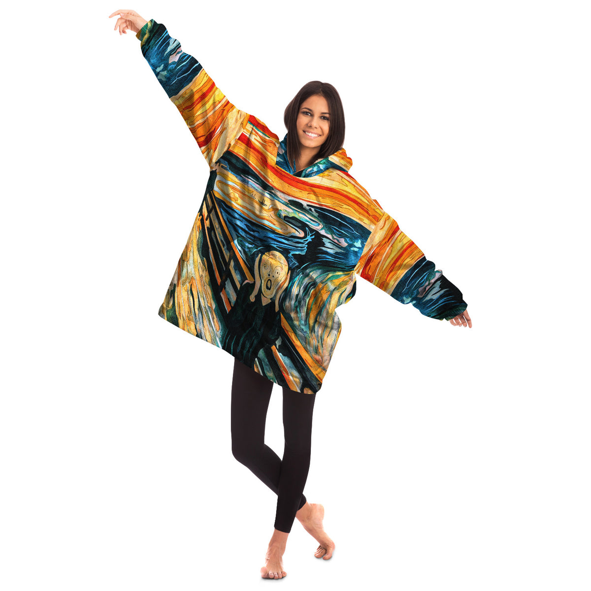 Kuschelige Kapuzendecke aus Mikrofleece, tragbar, Der Schrei 