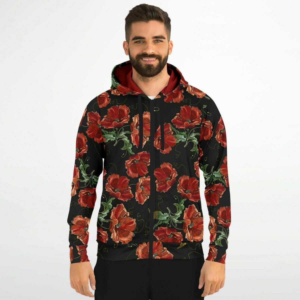 Art Nouveau Roses Zip-Up Hoodie