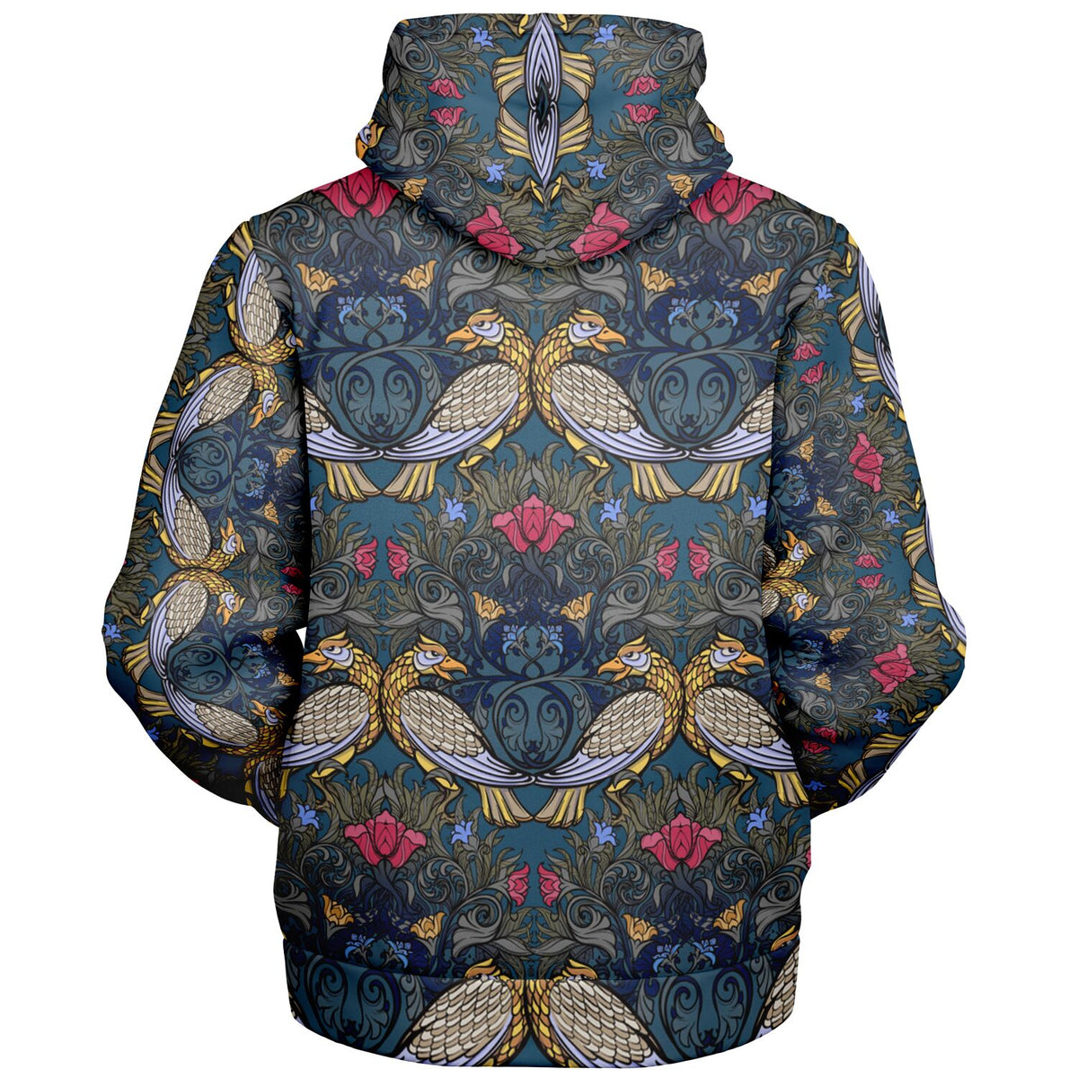 Micro-fleece Hoodie with William Morris Art Nouveau style print
