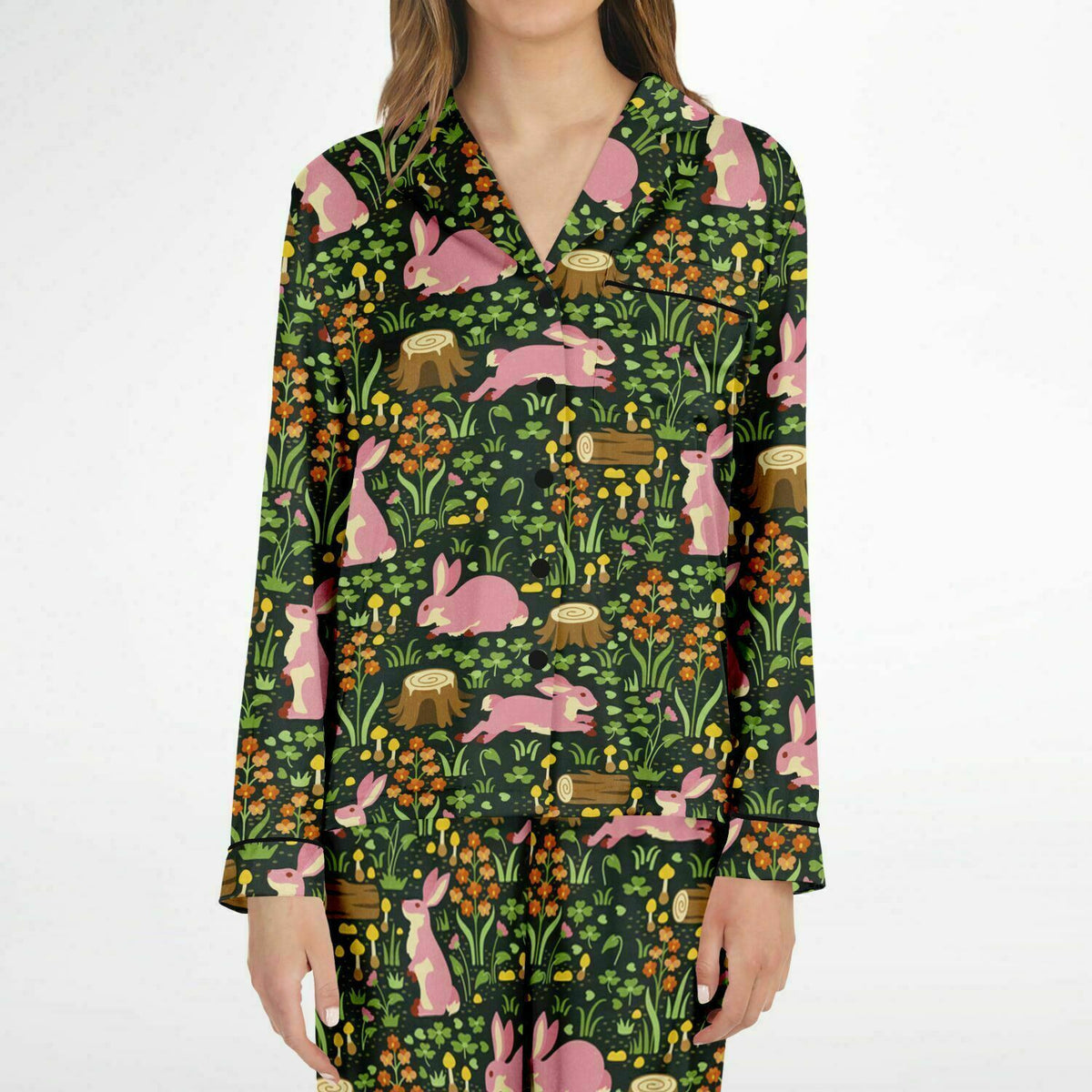 Satin-Pyjama für Damen - Cottage Core Forest Dreamland 