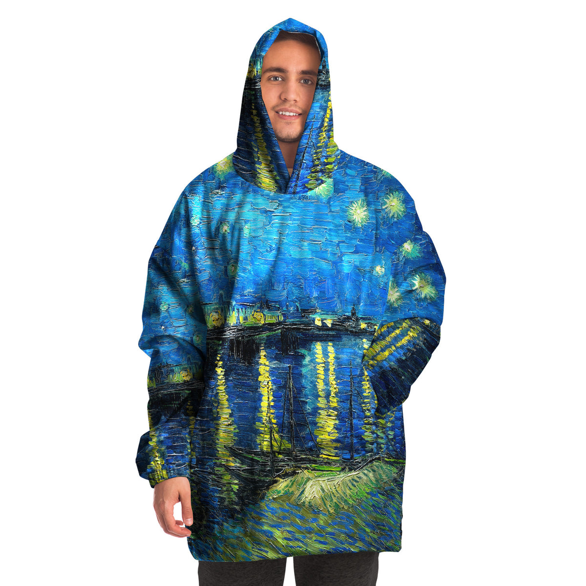 Starry Night Snug Microfleece Hoodie Wearable Blanket