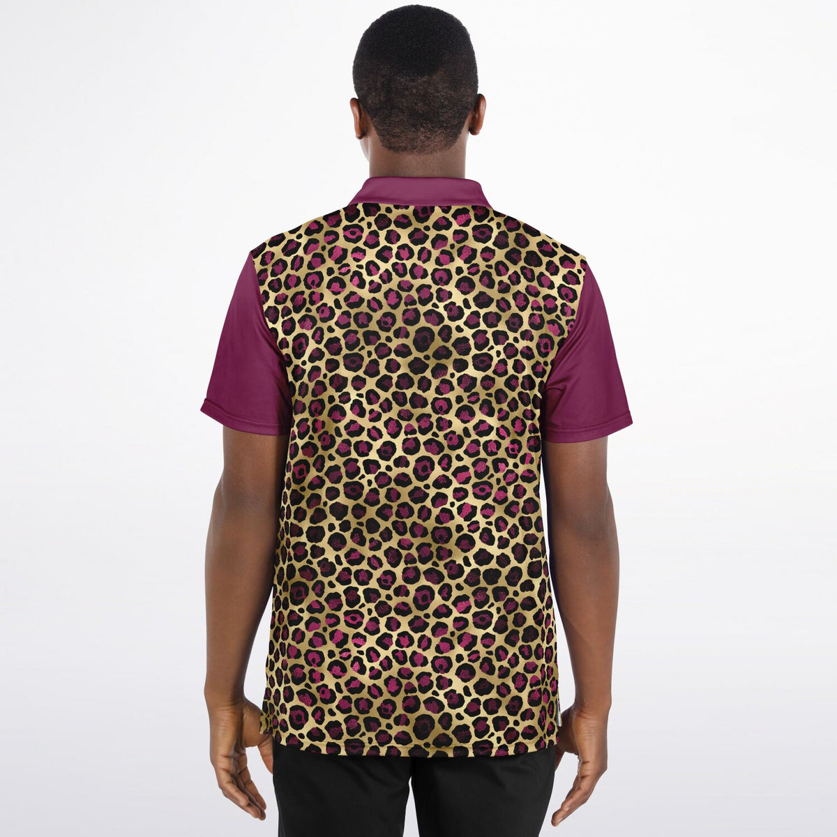 Ruby Leopard Printed Performance Golf Polo: Elegance Meets Functionality on the Fairway