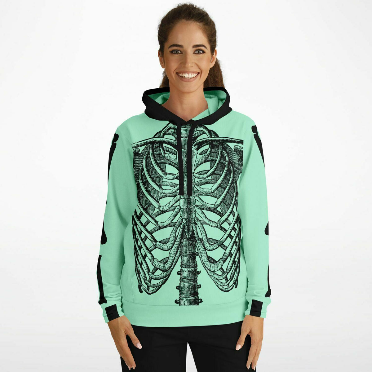 Y2K Skeleton Hoodie - Mint Green