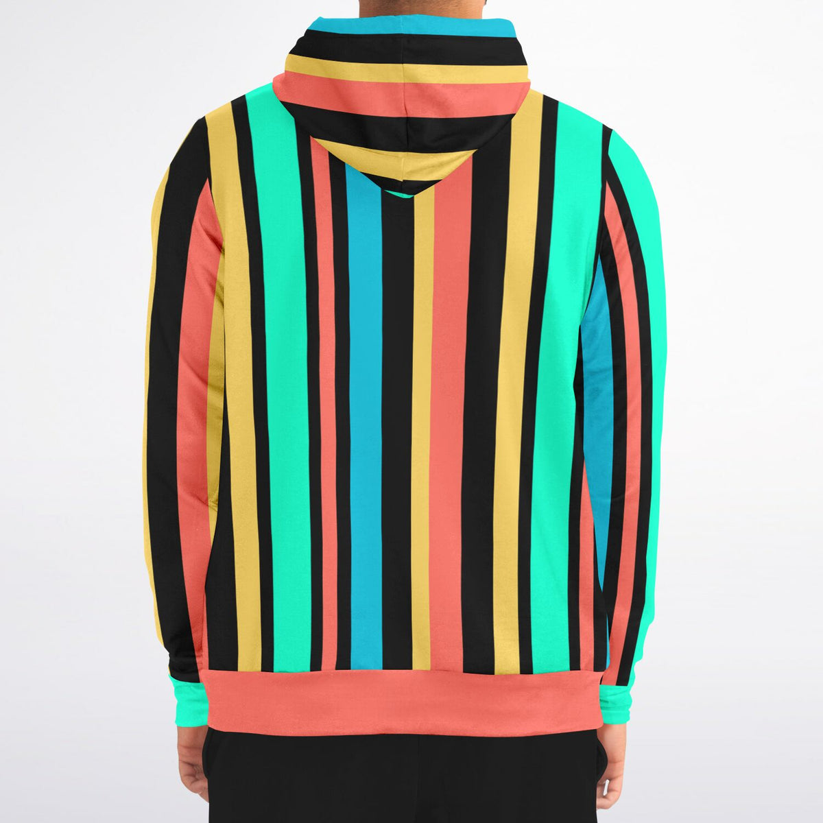 Striped Zip-Up Hoodie - AOP