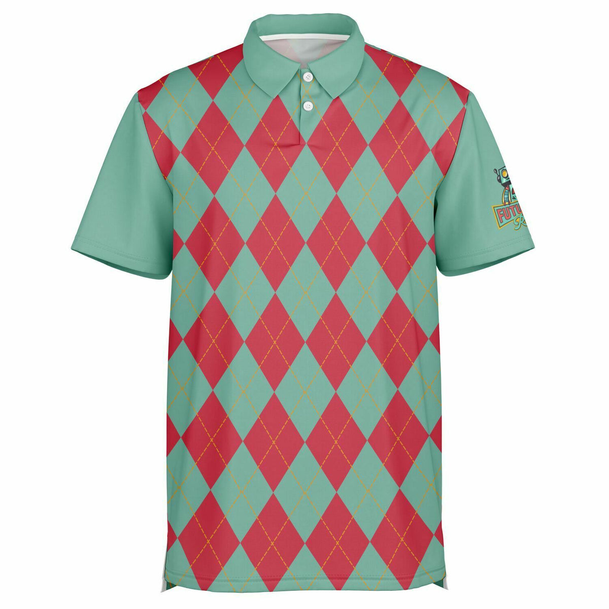 Performance Golf Polo - Retro Teal Argyle