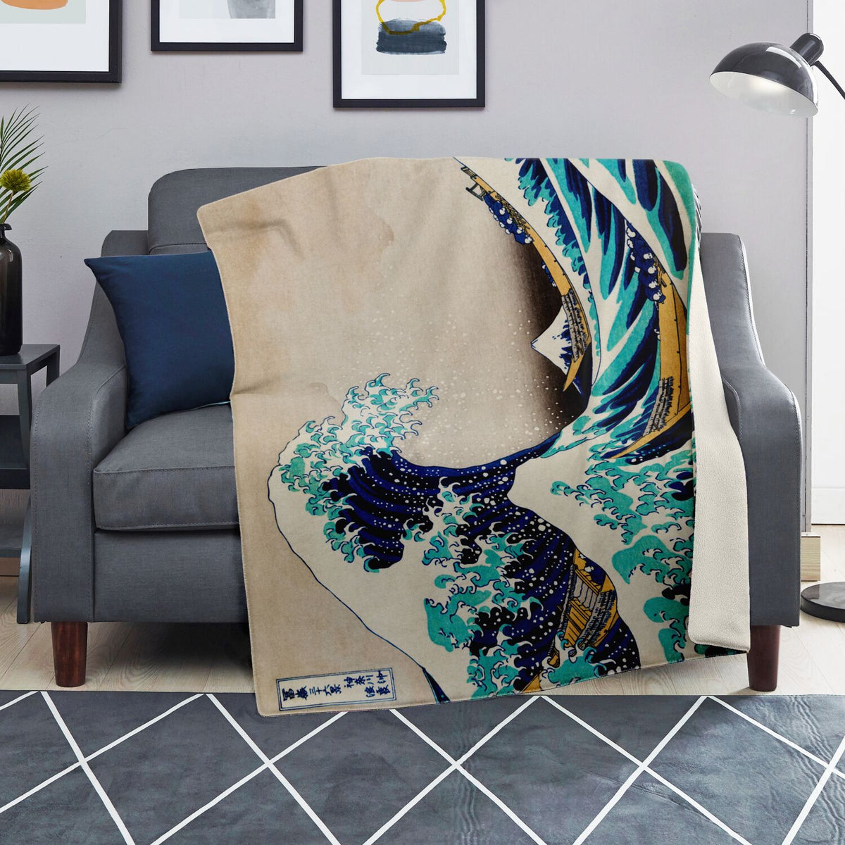 Great Wave Off Kanagawa Fleece Blanket, Ukiyo-e Art Blanket