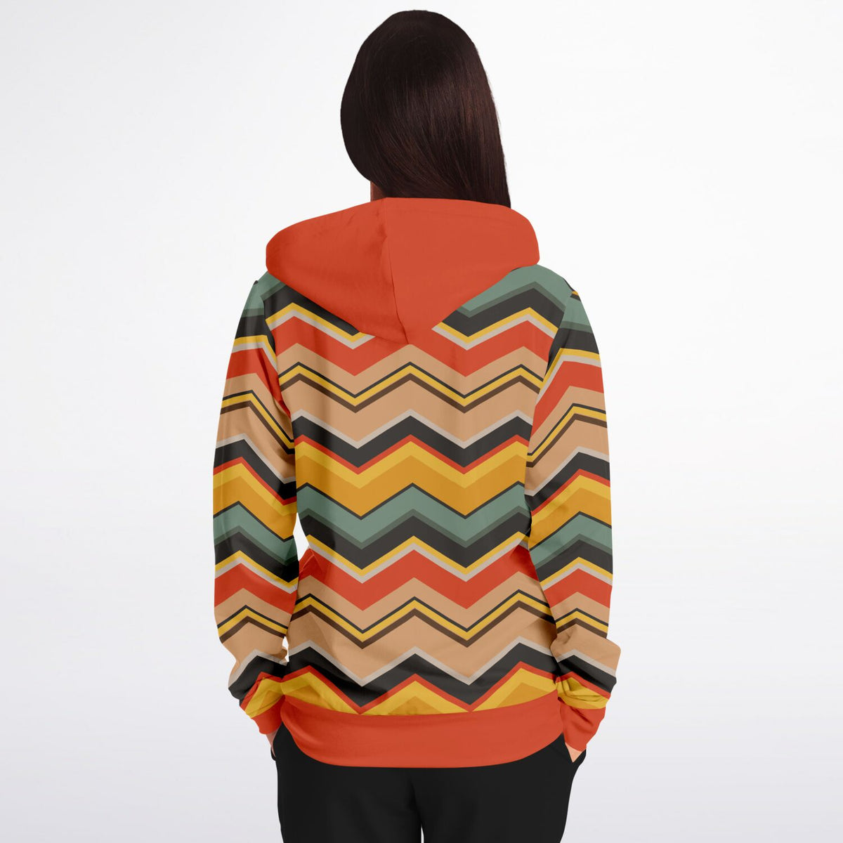 Groovy Chevron Delight: Retro &#39;70s Zip Hoodie