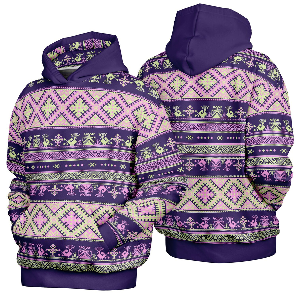 Nordic Print Heavyweight Hoodie - Purple
