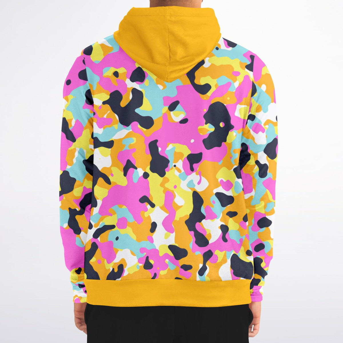 Y2K Camo Athletic Zip-Up Hoodie - AOP