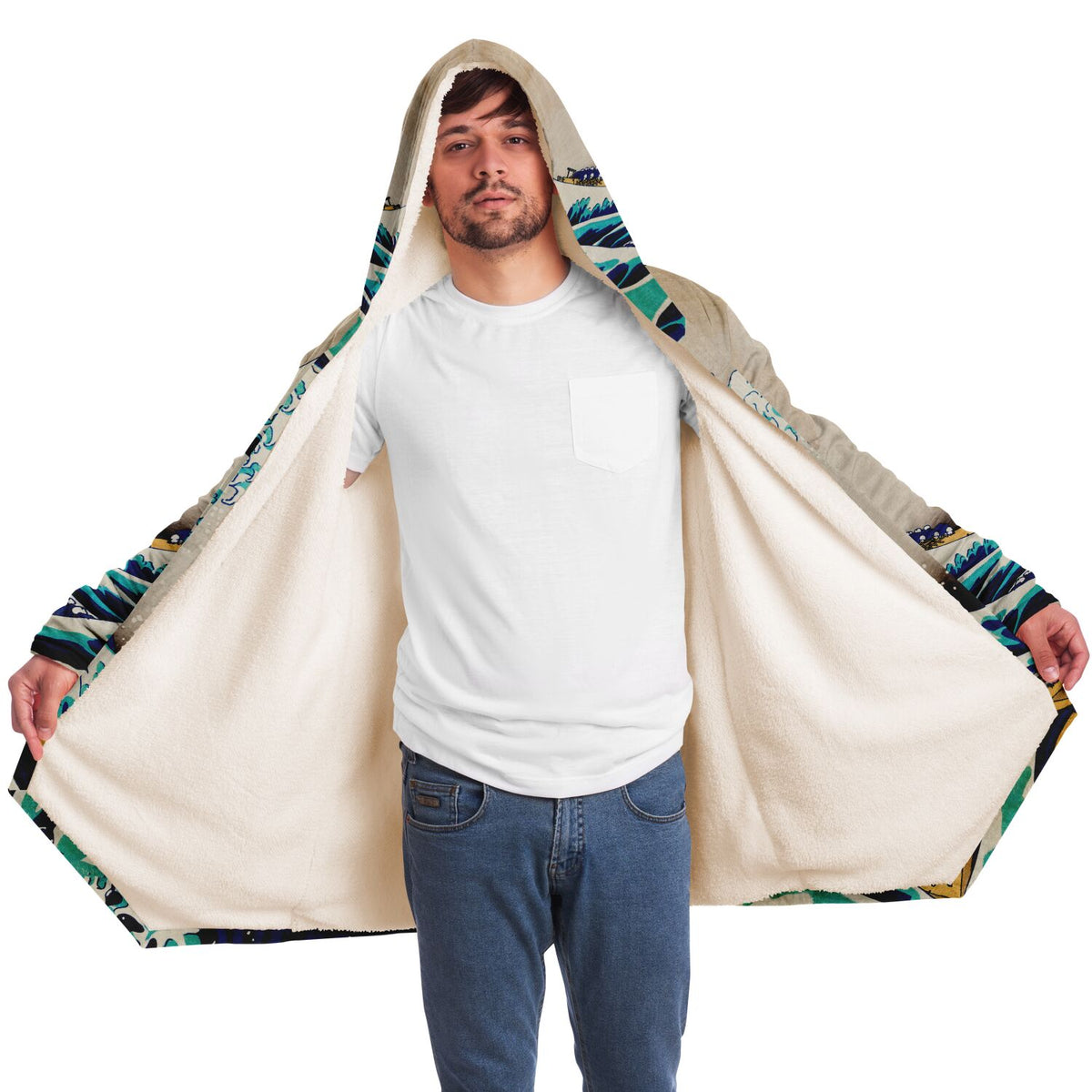 Microfleece Cloak featuring The Great Wave Off Of Kanagawa Ukiyo-e Art