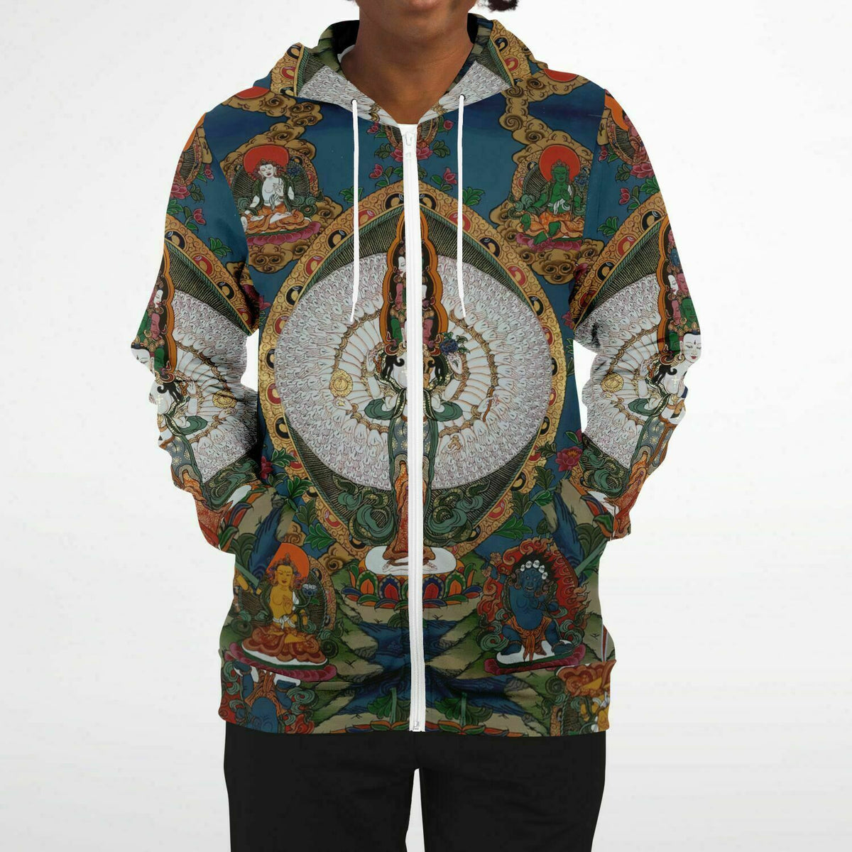 Zip Up Art Hoodie, Spiritual, Festival, Yoga, Meditation Zip Hoodie