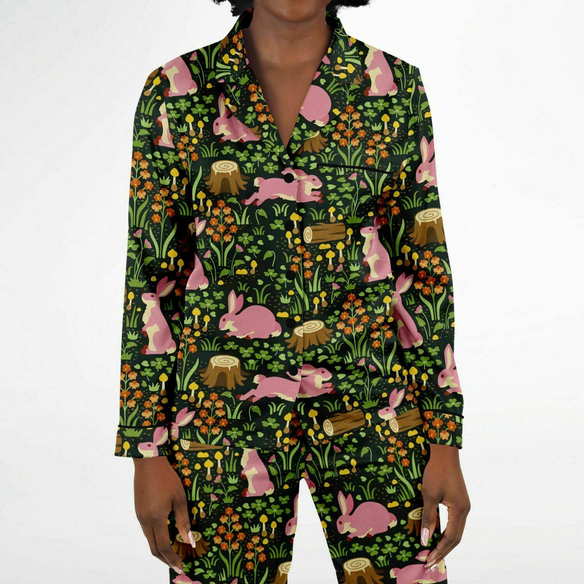 Satin-Pyjama für Damen - Cottage Core Forest Dreamland 