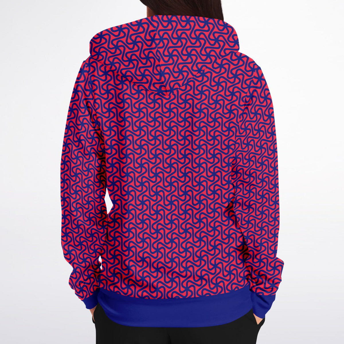 Art Deco Navy and Raspberry Hoodie