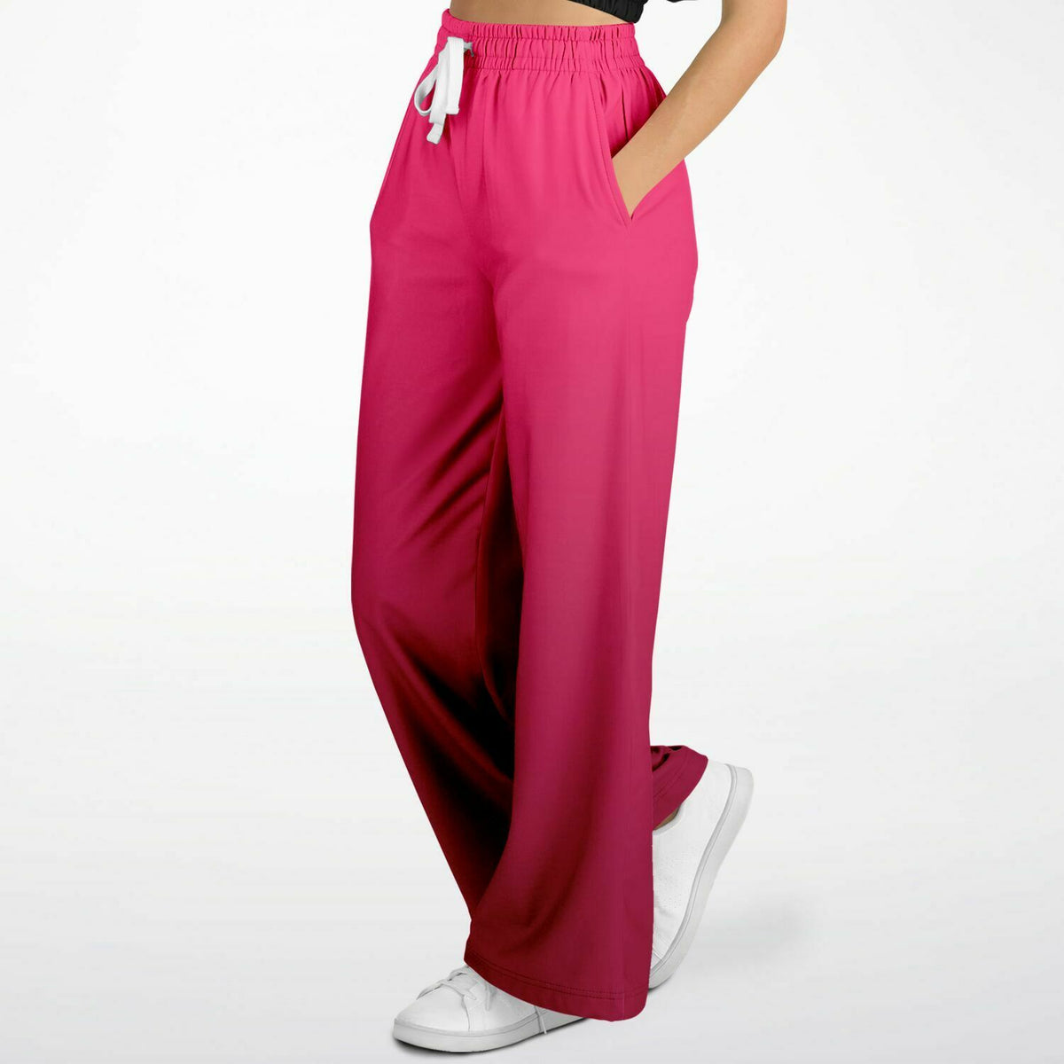 Hippie Boho Wide Leg Pants, Festival Flare Pants in Scarlet Ombre