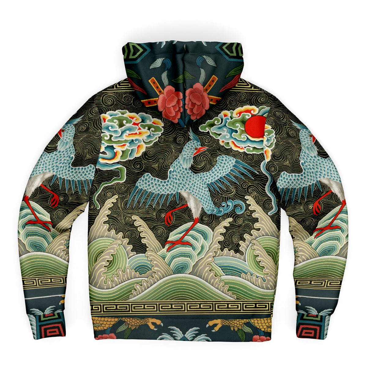 microfleece zip hoodie art nouveau design lying flat