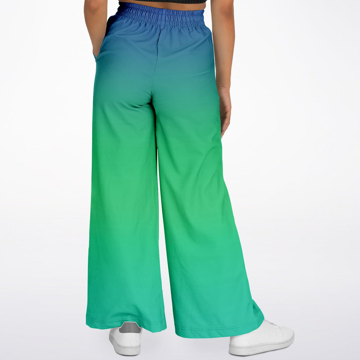 Blue green Ombre Athletic Flare Jogger Pants