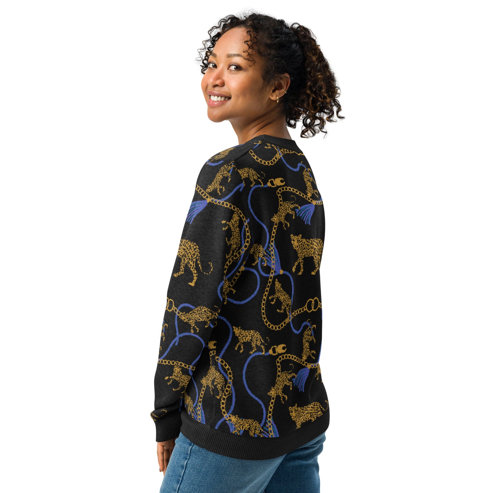 Gold Chain and Leopard Print Sweater