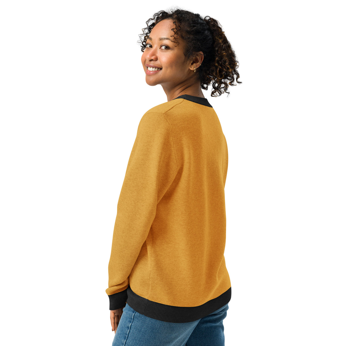 Bird Graphic Knit Sweater – Mustard Yellow Retro Unisex Jumper