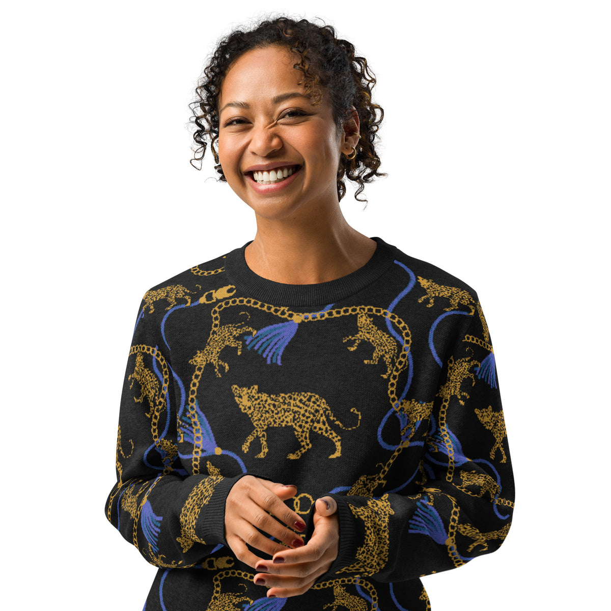 Gold Chain and Leopard Print Sweater