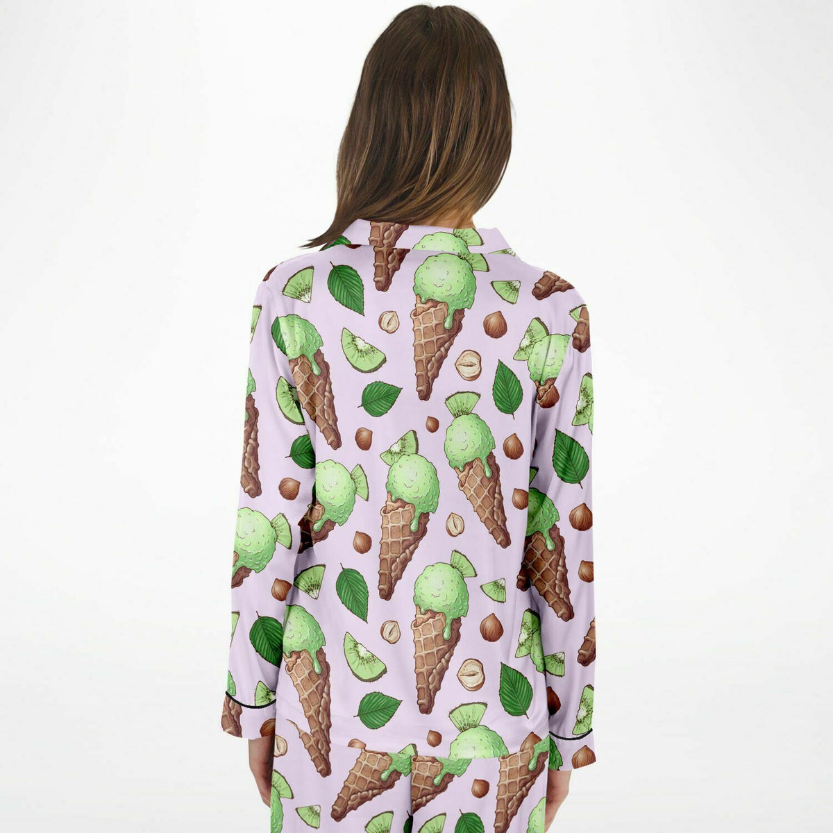 Satin-Pyjama für Damen - Kiwi-Eiscreme 