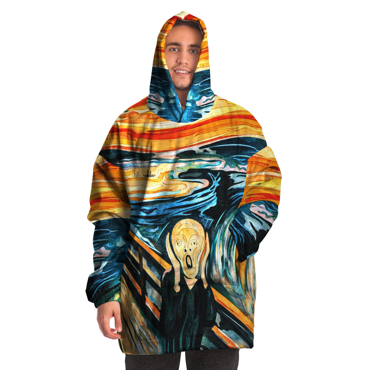 Kuschelige Kapuzendecke aus Mikrofleece, tragbar, Der Schrei 