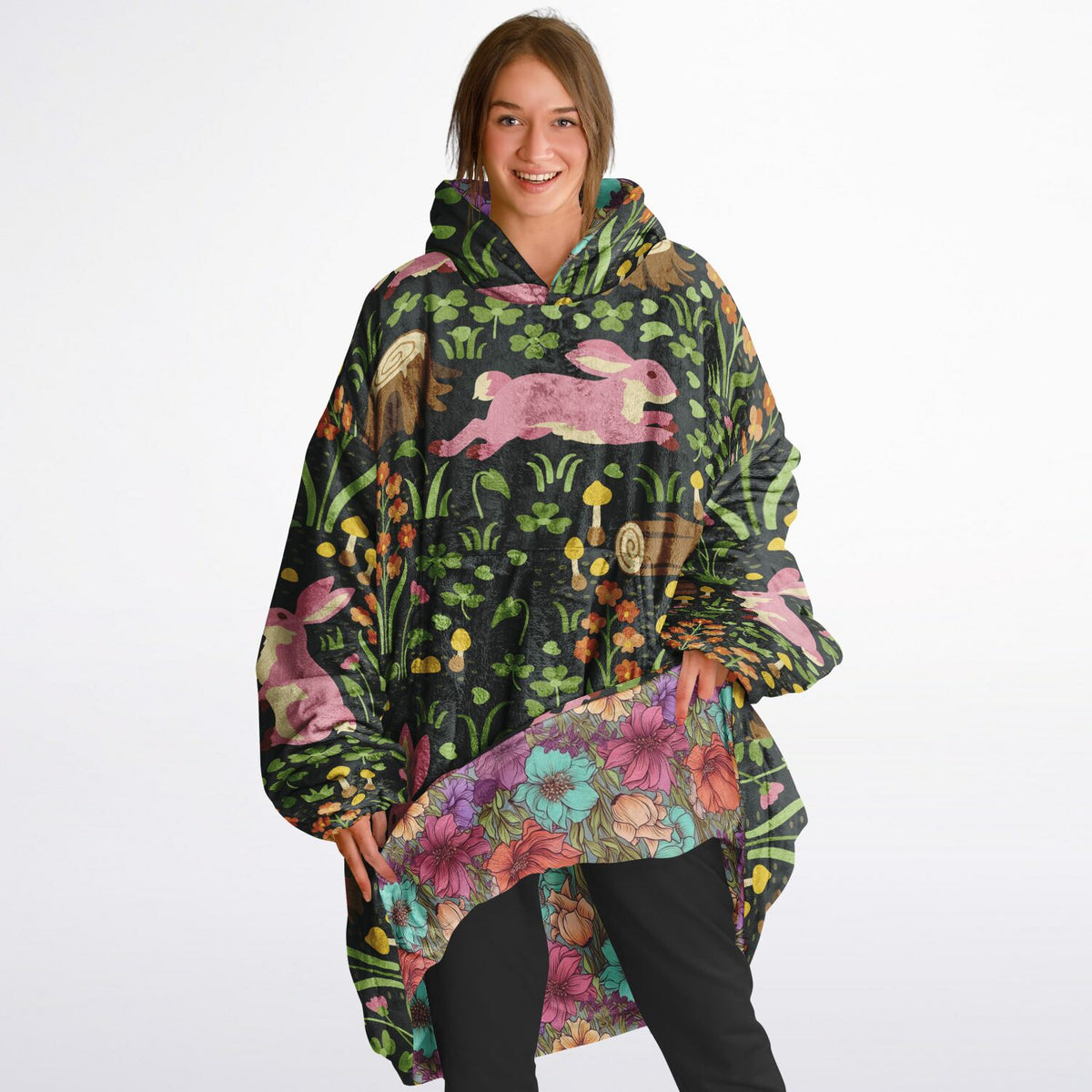 Cottage Core Wendbarer Loungewear-Hoodie in Übergröße, Decken-Hoodie in Übergröße 