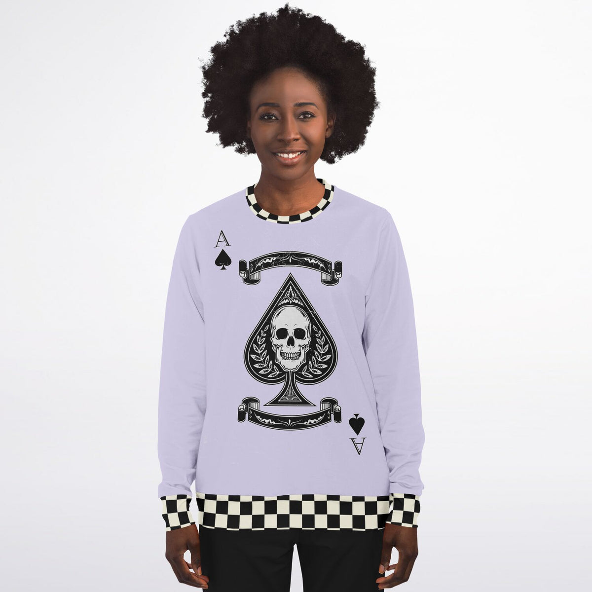 Punk Pastel Perfection: Harajuku-Inspired Ace of Spades Skull Sweatshirt