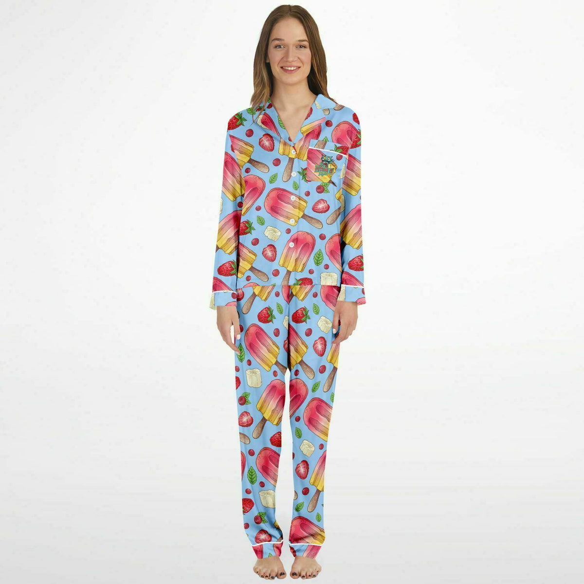 Raspberry IceCream Satin-Pyjama für Damen – AOP 