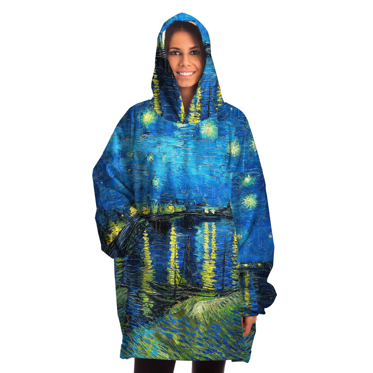 Starry Night Snug Microfleece Hoodie Wearable Blanket