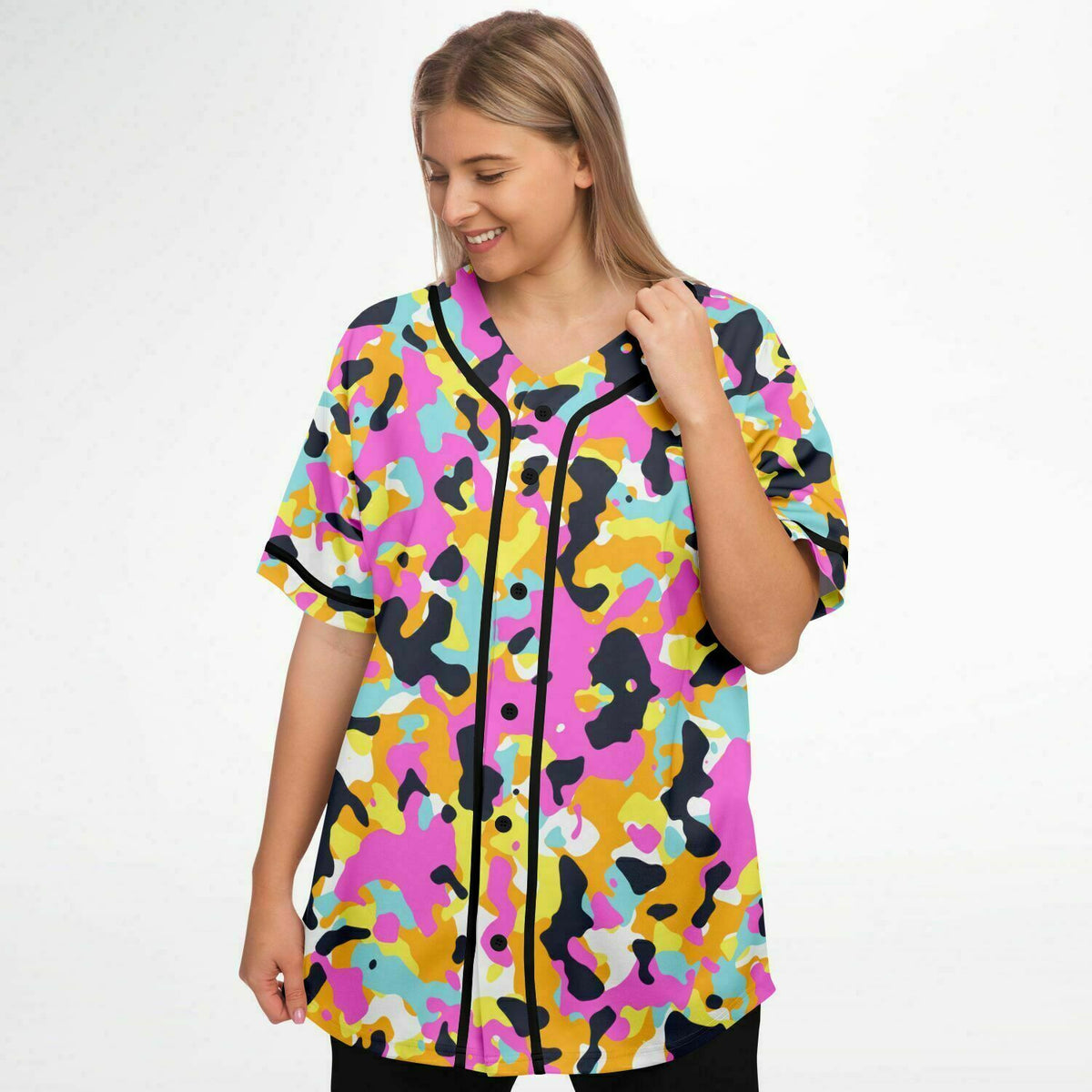 Y2K Urban Camo Baseball Jersey - AOP