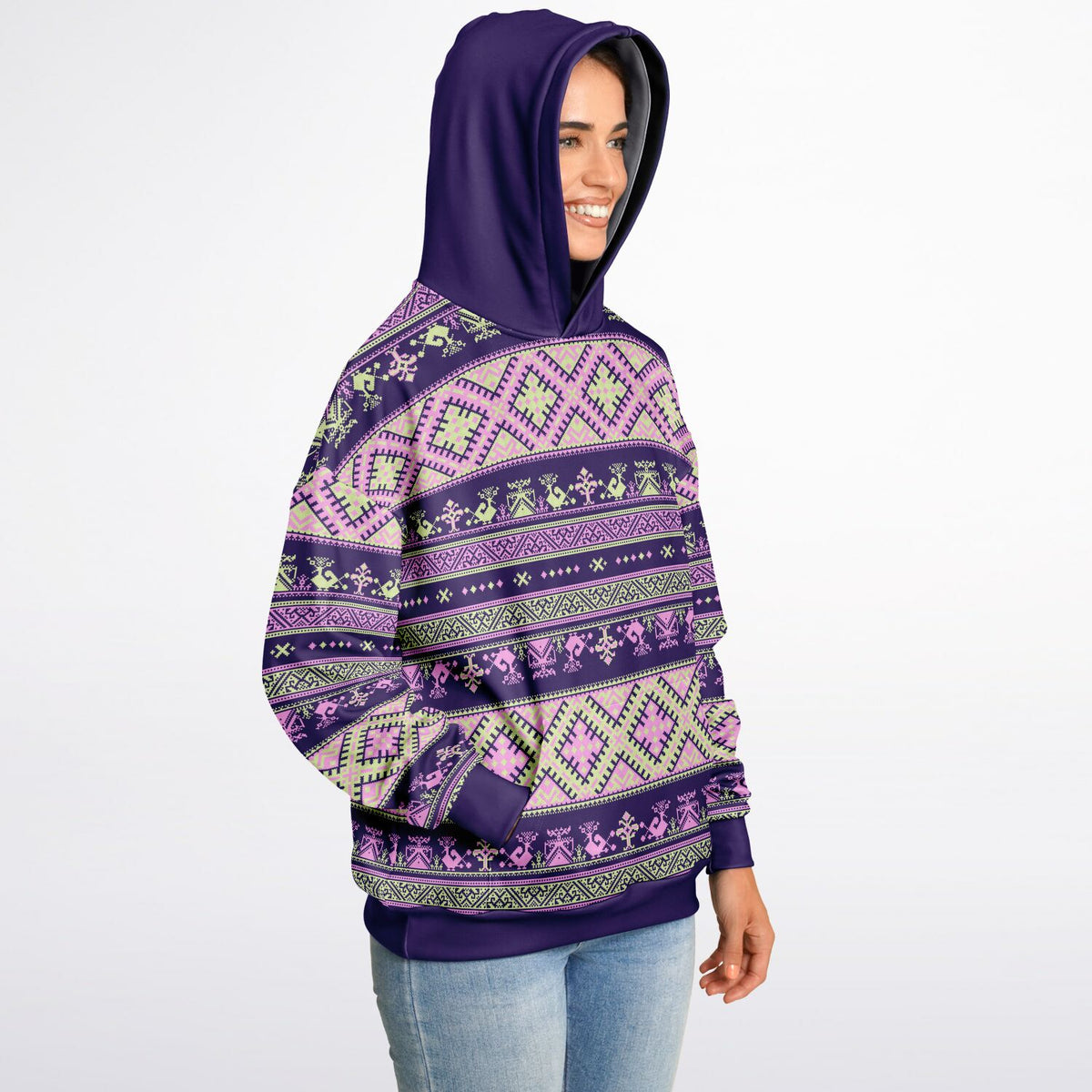 Nordic Print Heavyweight Hoodie - Purple