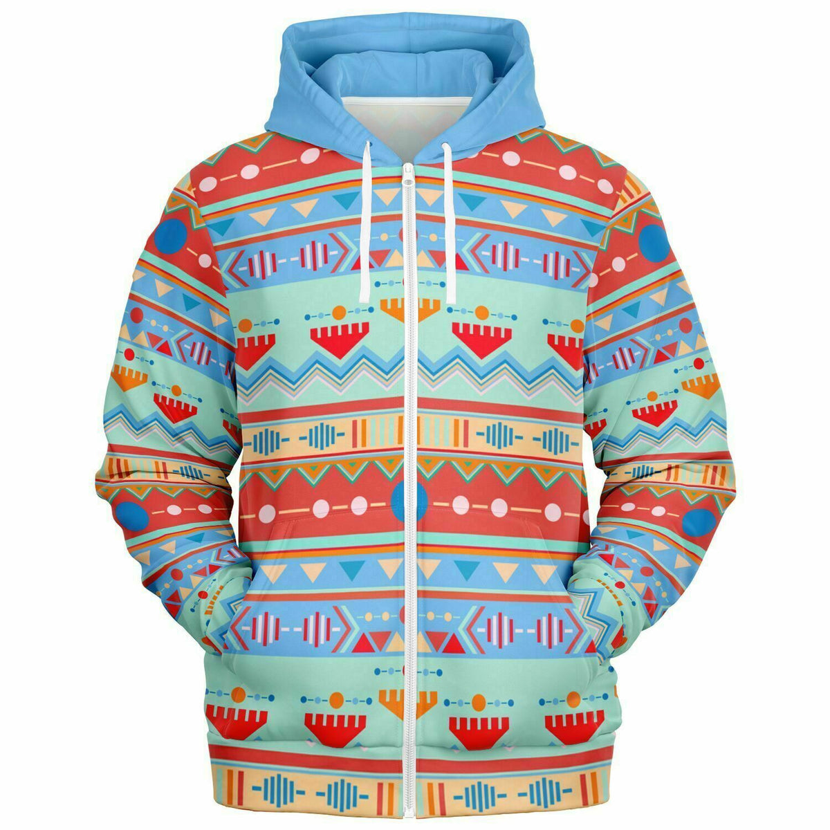 Aztec Pattern Zip Up Hoodie Heavyweight 300GSM