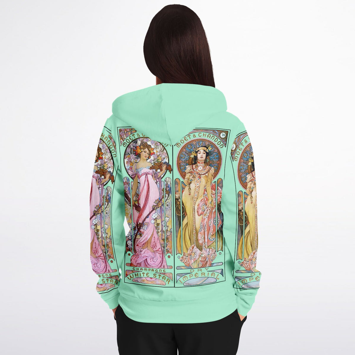 Lightweight Summer Zip Hoodie Art Nouveau Alphonse Mucha Print