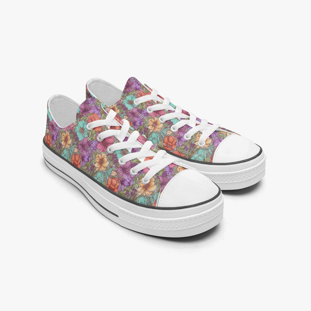 Retro Canvas Low Top Sneakers in Vintage Floral