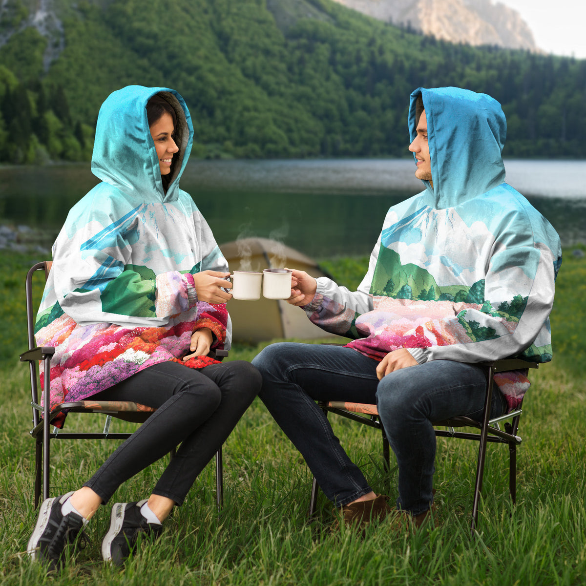 Ukiyo-e Art Snug Hoodie - One Size, High-Def Kawase Hasui Print, Lounge Wear