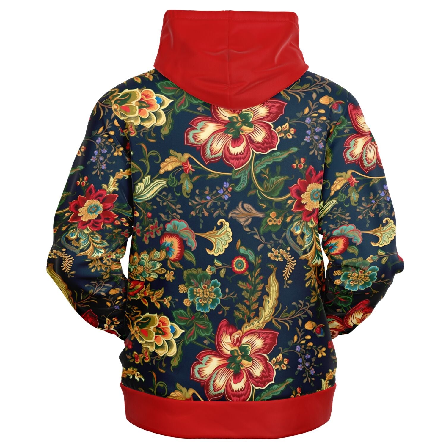 Chinoiserie Floral Zip-Up Art Nouveau Hoodie - Premium Blend, High-Def Print, Soft & Durable
