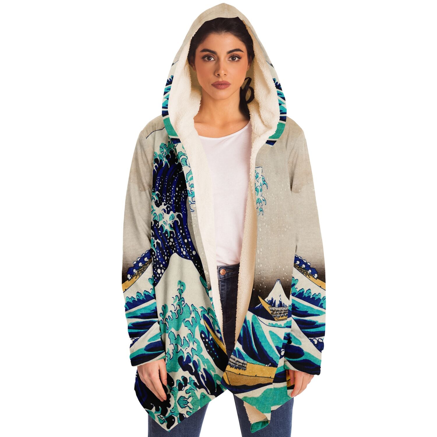 Microfleece Cloak featuring The Great Wave Off Of Kanagawa Ukiyo-e Art