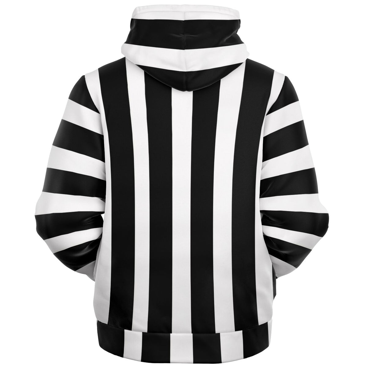 Black and white banded Microfleece Ziphoodie - AOP