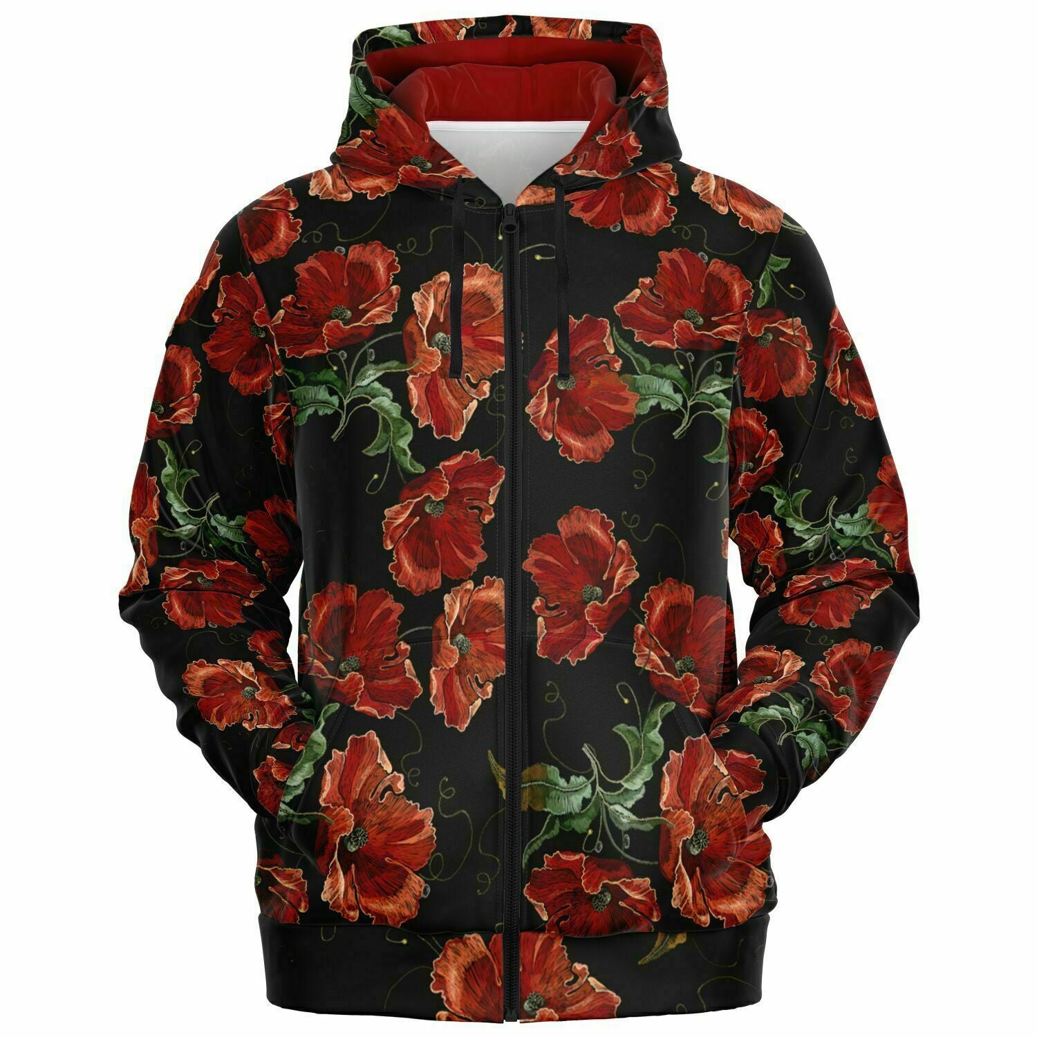 Art Nouveau Roses Zip-Up Hoodie