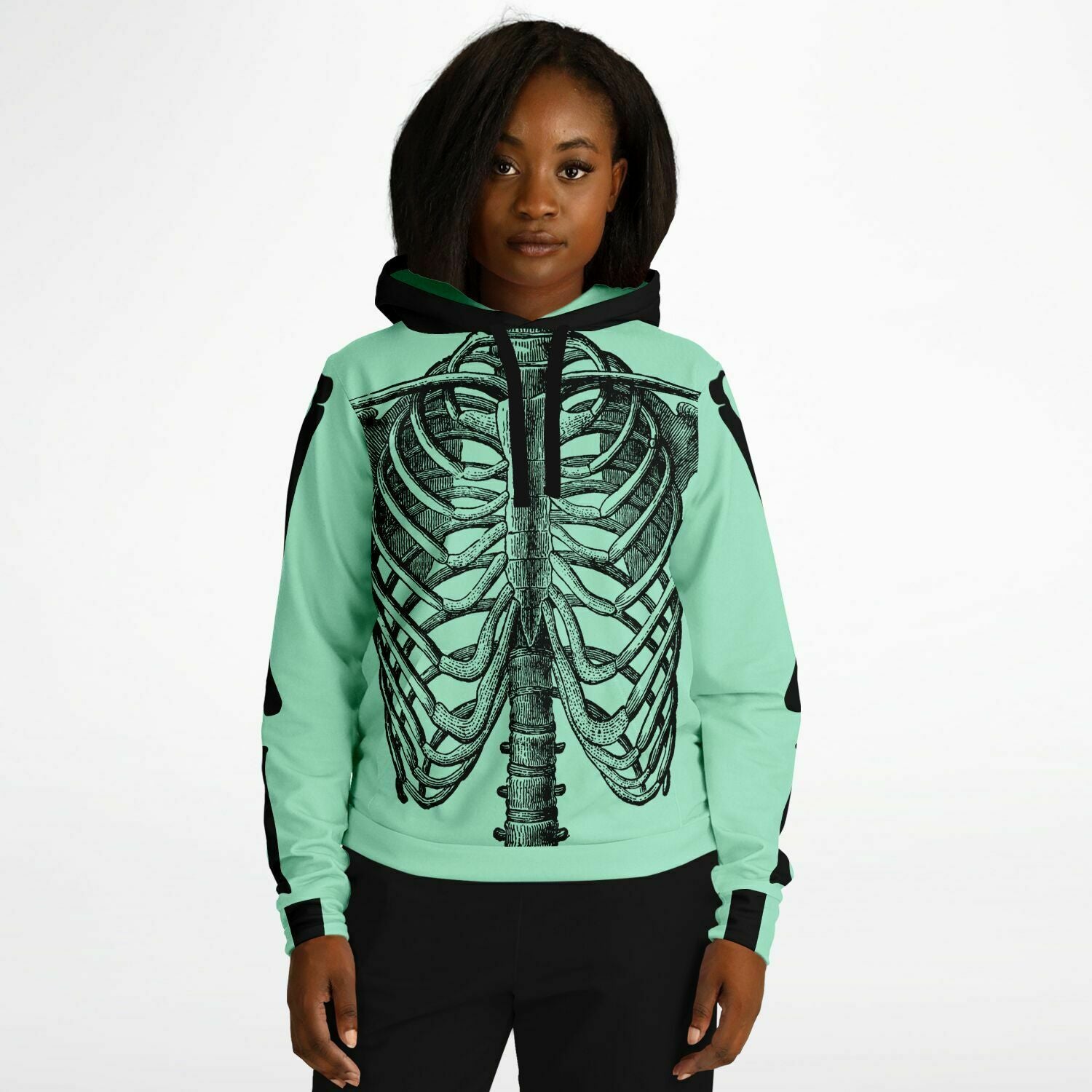 Y2K Skeleton Hoodie - Mint Green