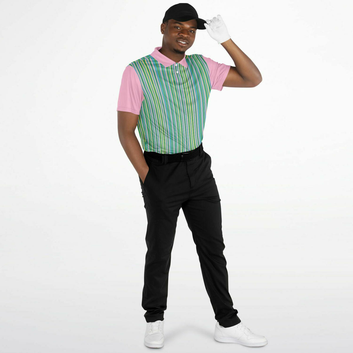 Performance Golf Polo Retro Pastel Pinstripe