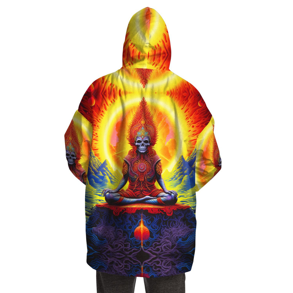Oversized Rave Snug Hoodie - Psychedelic Skeleton Guru