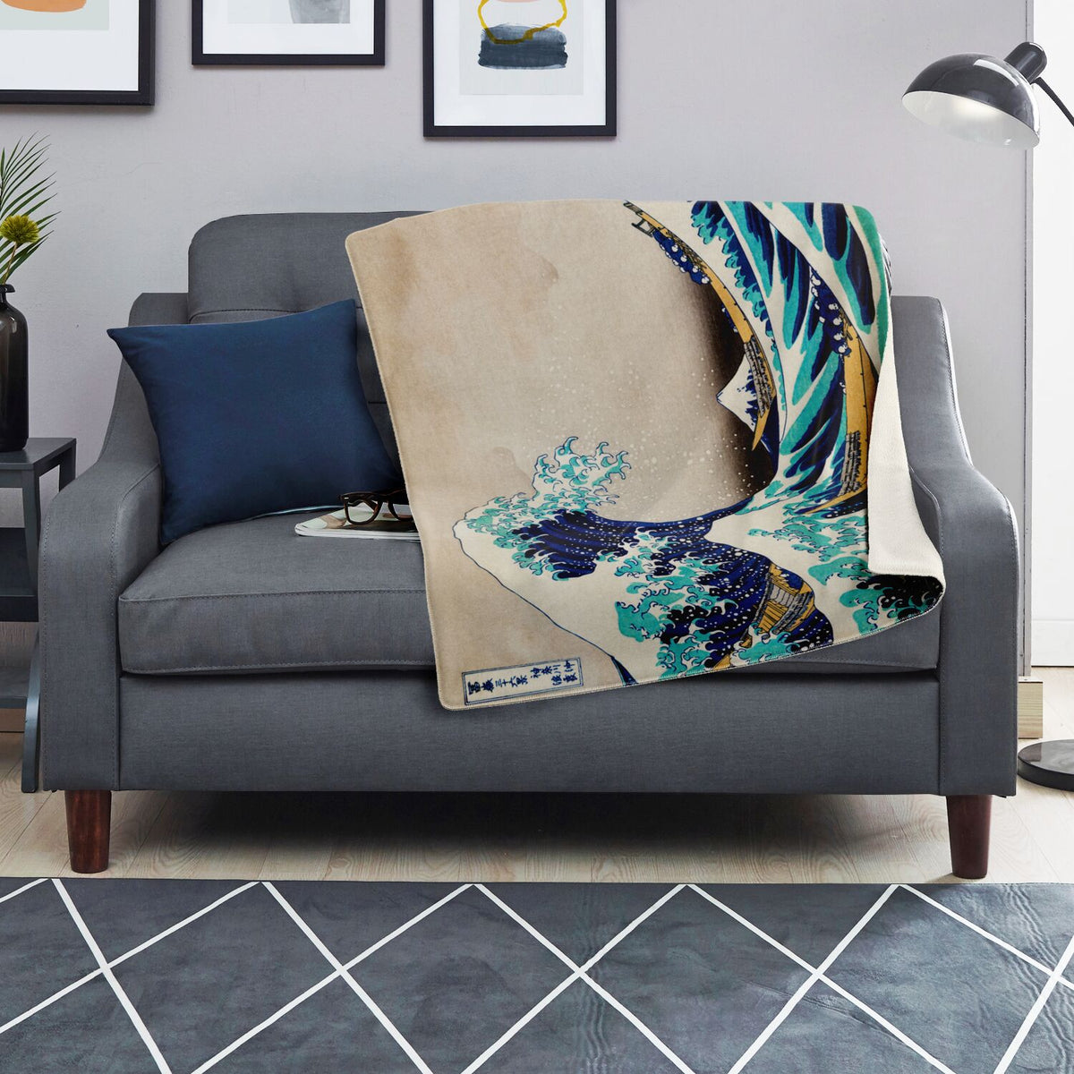 Great Wave Off Kanagawa Fleece Blanket, Ukiyo-e Art Blanket