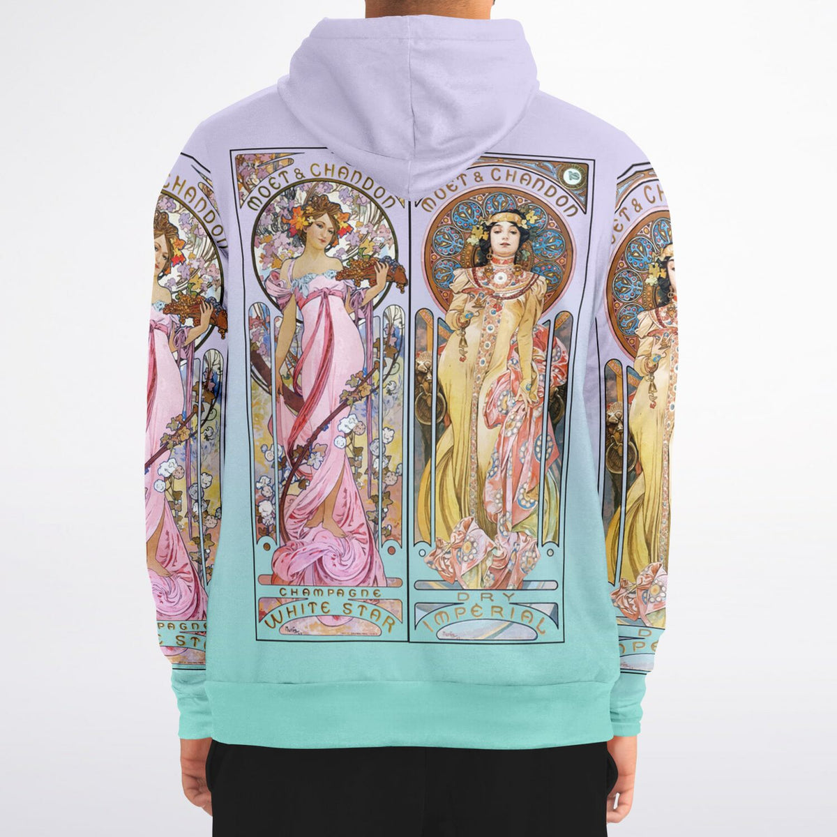 Ombre Zip Hoodie feat Art Nouveau Alphonse Mucha